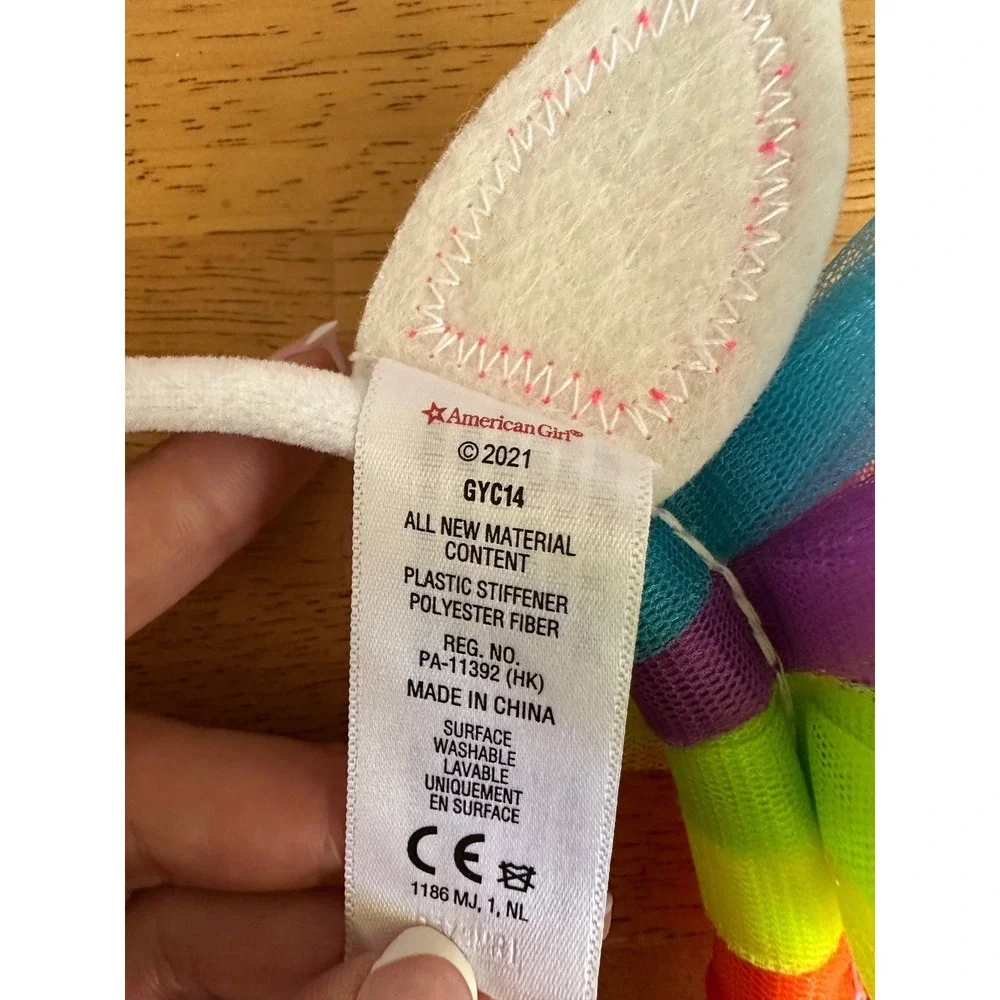 American Girl GYC14 Unicorn Headband Rainbow Tulle Silver Horn White One Size